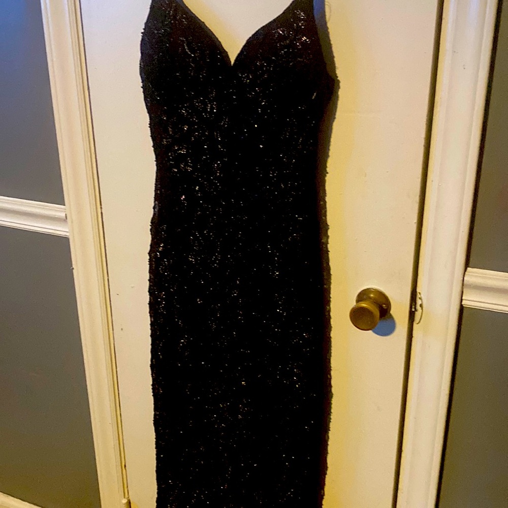 Black with silver glitter prom dress